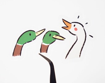 Ente Ente Gans glänzend Aufkleber, transparentes Vinyl