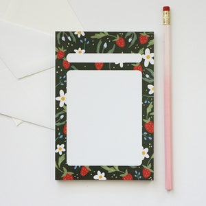 Strawberry Pattern Blank Notepad, Memo Pad