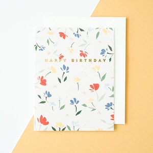 Carte de voeux joyeux anniversaire motif fleurs sauvages