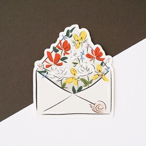 Pegatina grande de vinilo mate con diseño floral para correo postal