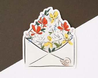 Floral Envelope Snail Mail Vinyl Matte Large Sticker