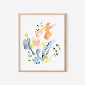 Summertime - Modern Abstract Watercolor Print - Contemporary Watercolor Artwork - 5x5 8x8 8x10