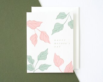 Happy Mother's Day, Foliage, Blank Card, A2 Size Card