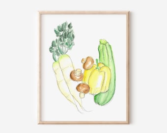 Vegetable Medley No. 3 - Watercolor Print - 8 x 10