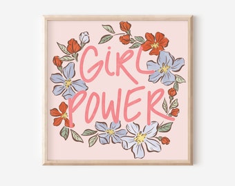 Girl Power - Motivational Typography Art Print, 5x5 8x8