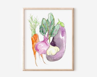 Vegetable Medley No. 1 - Watercolor Print - 8 x 10