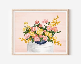 Floral Impressions, in Pink - Art Print - 8 x 10