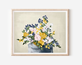 Floral Impressions, in Tan - Art Print - 8 x 10