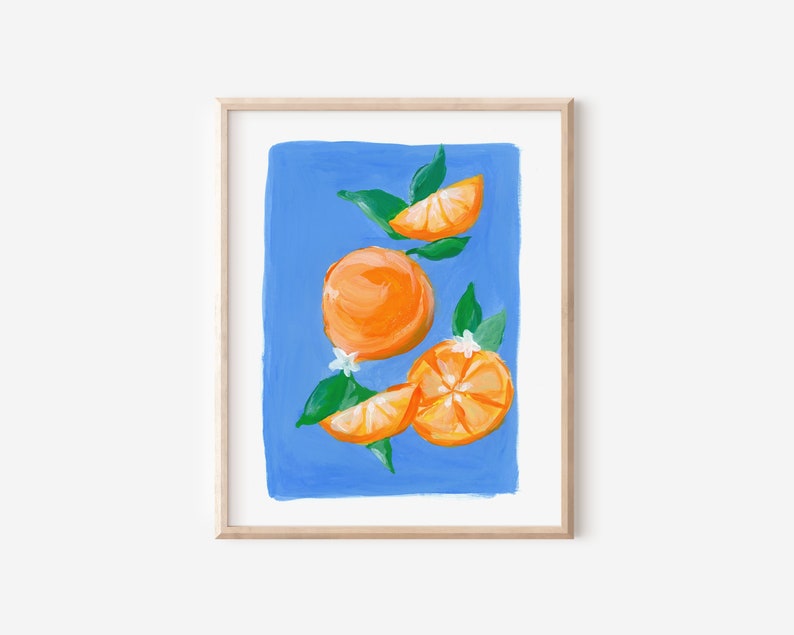 Oranges in Gouache Art Print 8 x 10 image 1
