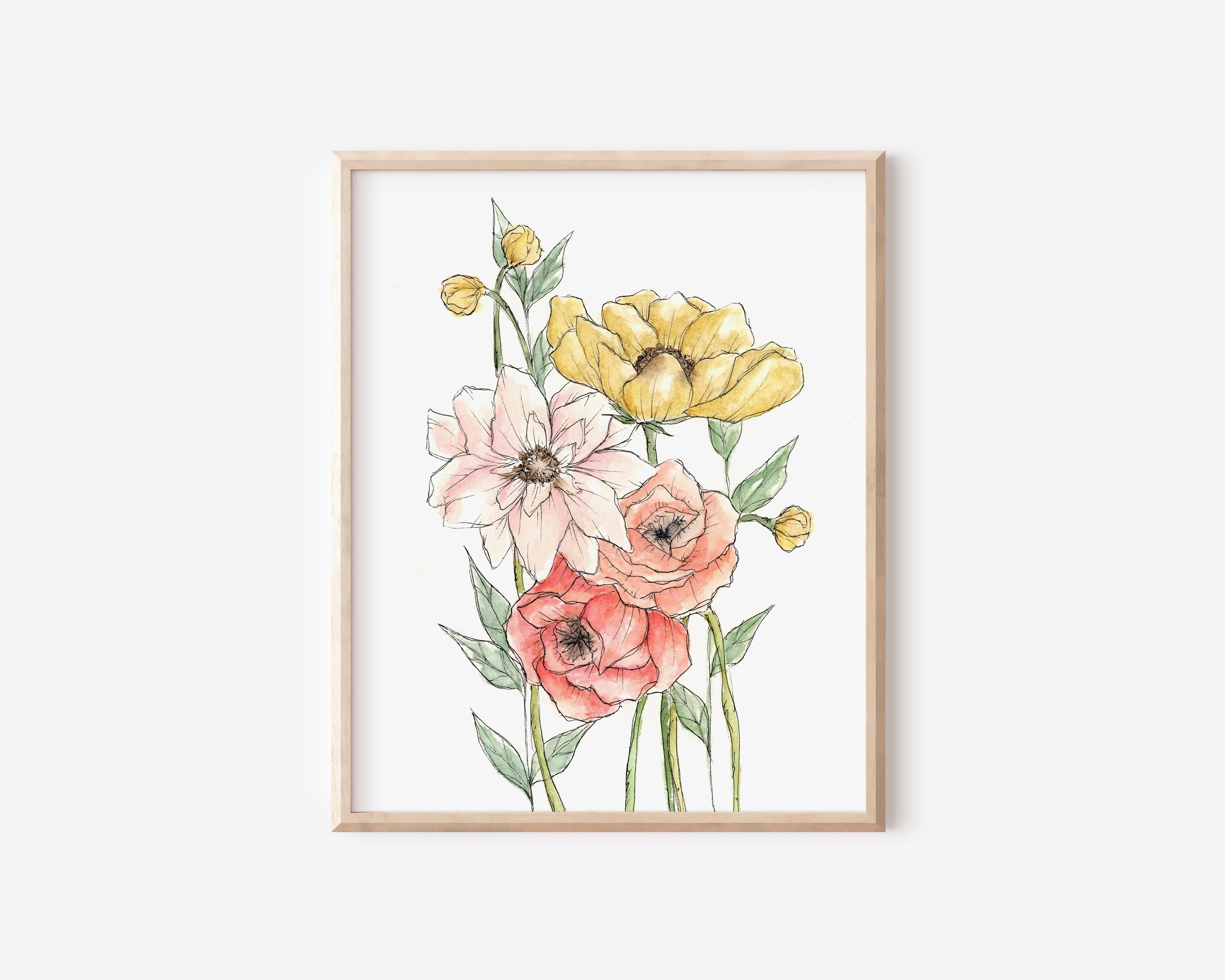 Summer Bouquet - Floral Watercolor Print - 8 X 10 - Etsy