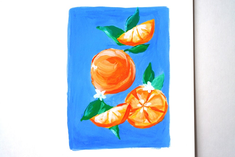 Oranges in Gouache Art Print 8 x 10 image 3
