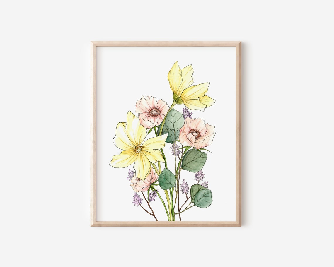 Market Bouquet - Floral Watercolor Print - 8 X 10 - Etsy
