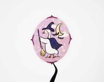 Witchy Goose Sticker, glänzender Vinyl-Sticker mit holographisch gebrochenem Eis-Laminat