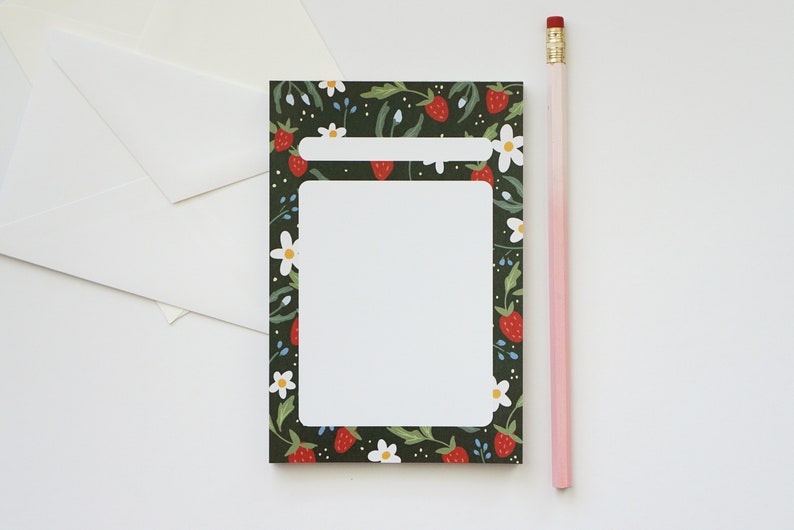 Strawberry Pattern Blank Notepad, Memo Pad image 1