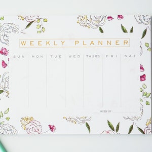Floral Weekly Planner, Memo Pad, To-do list pad, Notepad, Agenda zdjęcie 2