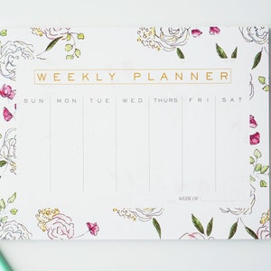 Floral Weekly Planner, Memo Pad, To-do list pad, Notepad, Agenda image 2