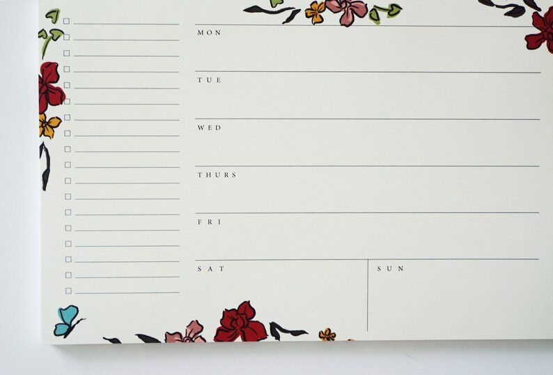 Floral Weekly Planner Notepad, Desk Organizer - Etsy