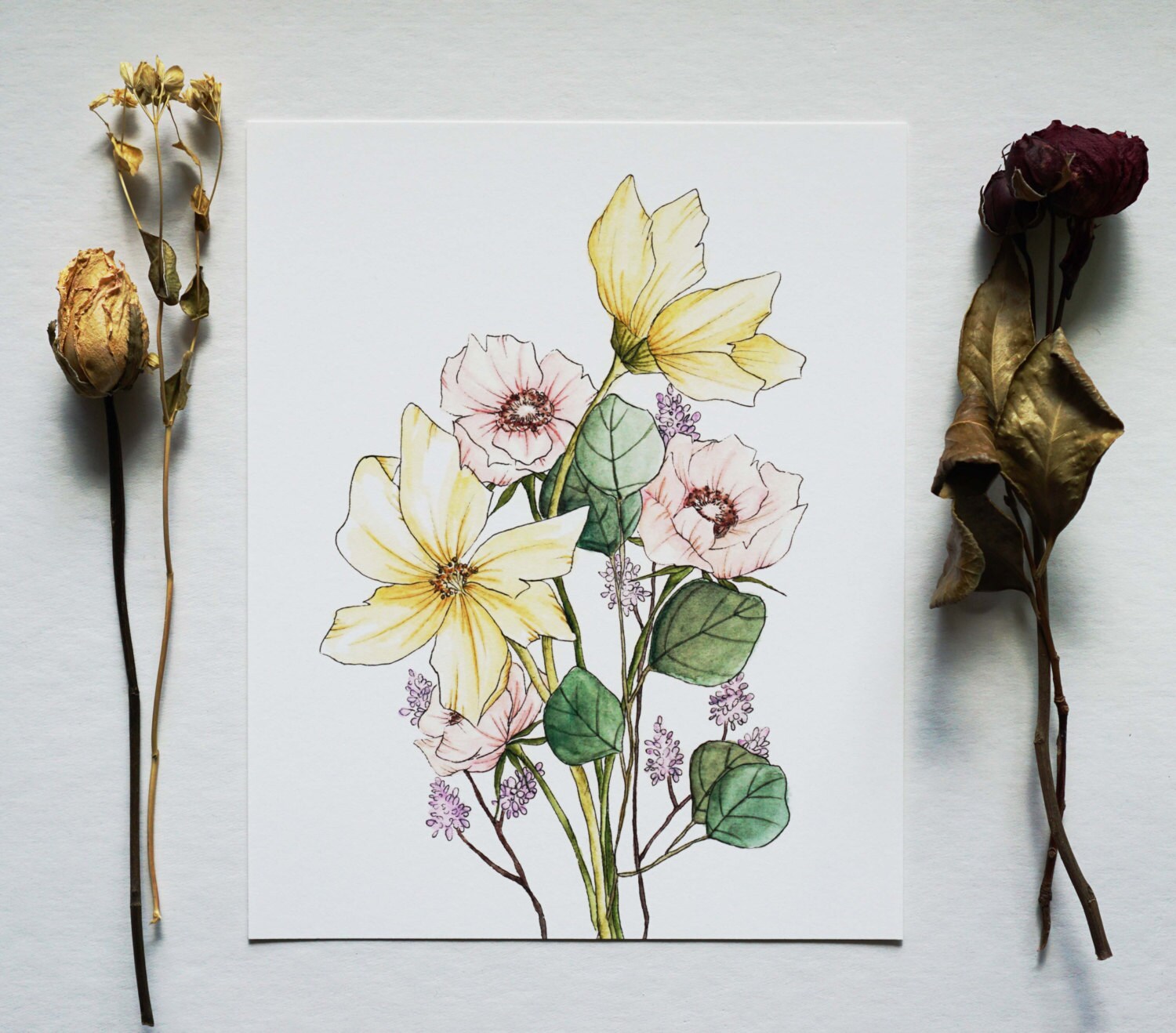 Market Bouquet - Floral Watercolor Print - 8 X 10 - Etsy