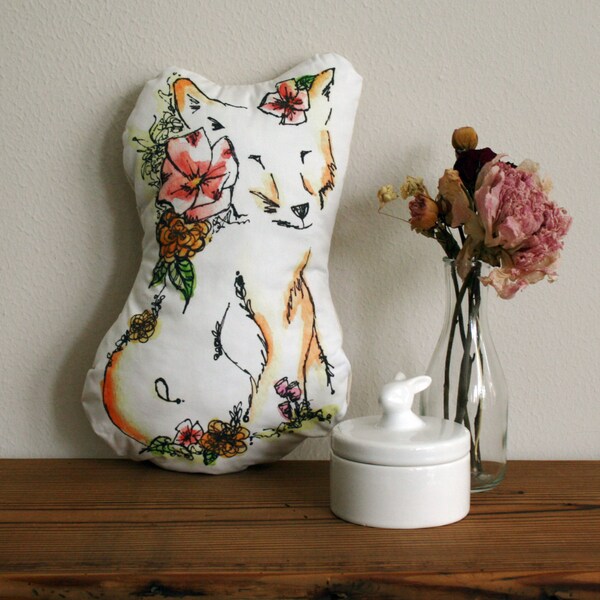 SALE - Handmade Fox Pillow - Stuffed Animal, Fox Toy