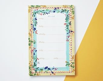 Tropischer Blumen Wochenplaner Notizblock, Schreibtisch Organizer