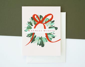 Rosa Wärmste Wünsche Feiertagskranz, leere Karte, A2 Größe Karte