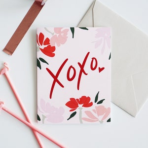 XOXO Carte Rose et Rouge de la Saint-Valentin, Carte vierge, Carte A2