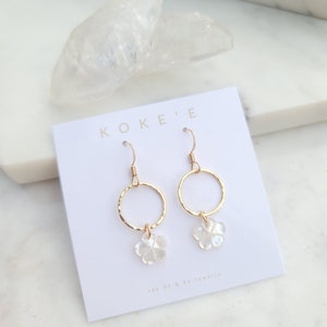 Pua Flower Earrings | Mother of Pearl | Shell Jewelry | Beach Jewelry | Simple | Minimalist