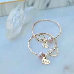 Baby & Child Bangle Keiki Bangle Baby Bangle Pearl Bangle Charm Bangle Shell Bangle Child Bracelet Personalized Bangle image 1