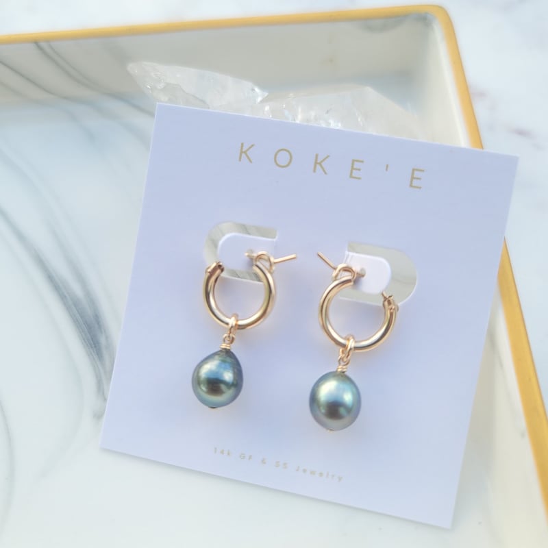 [Julie Vos] Nassau Hoop & Charm Earring-Pearl main image 1