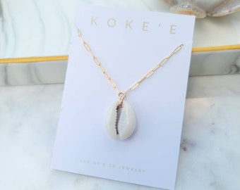 Cowrie Shell Necklace | Paperclip Necklace | Boho Necklace | Layered Neclace