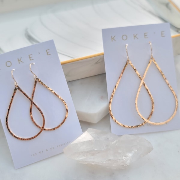 Teardrop Hoops | Gold Teardrop Hoops | Silver Tear Drop Hoops | Hammered Hoops | Minimalist | Dainty Jewelry | Hoops |