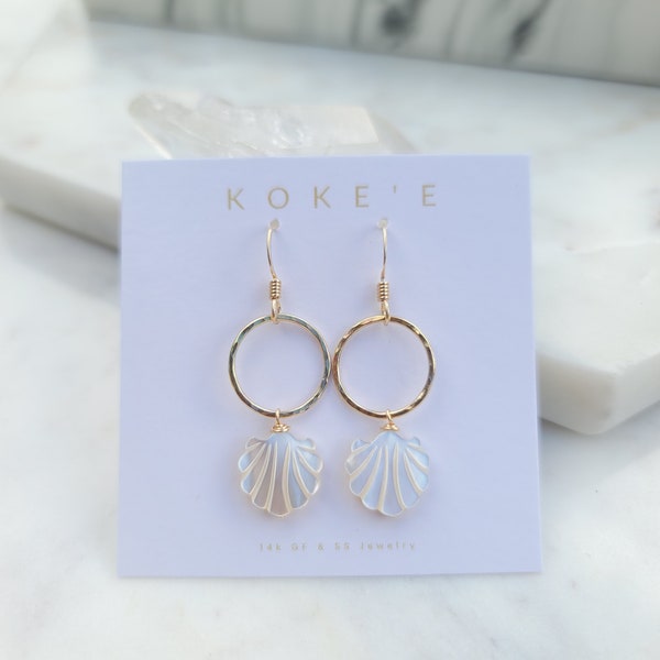 Mother of Pearl Shell Earrings | Shell Jewelry | Beach Jewelry | Dainty Jewelry | Hoop Earrings