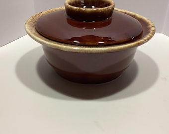 Vintage Hull 2-Tone Brown Drip Glaze -  Covered Casserole Dish - USA