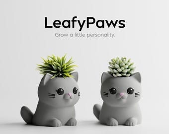 Cute Cat Flower Pot for Succulents | LeafyPaws Desk Buddy Decor | Perfect Gift for Plant Lovers & Cozy Gaming Setup