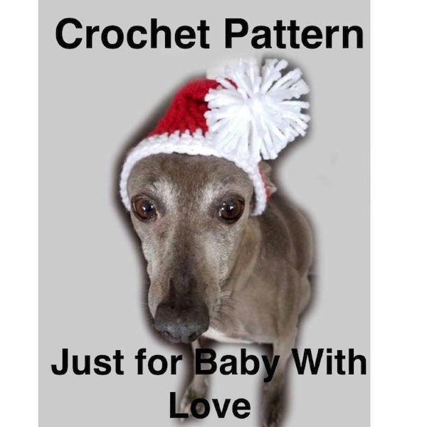 CROCHET PATTERN Dog Santa Hat with and without Earflaps and Braids - Sizes xxs, xs, s, m, l, xl, and xxl