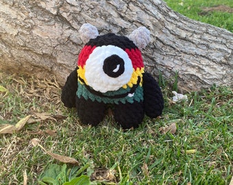 Crochet Monster Amigurumi, Crochet Plushie, Crochet Stuffed Animal Made with Soft Blanket Yarn - Monte the Monster (Rasta Colors)