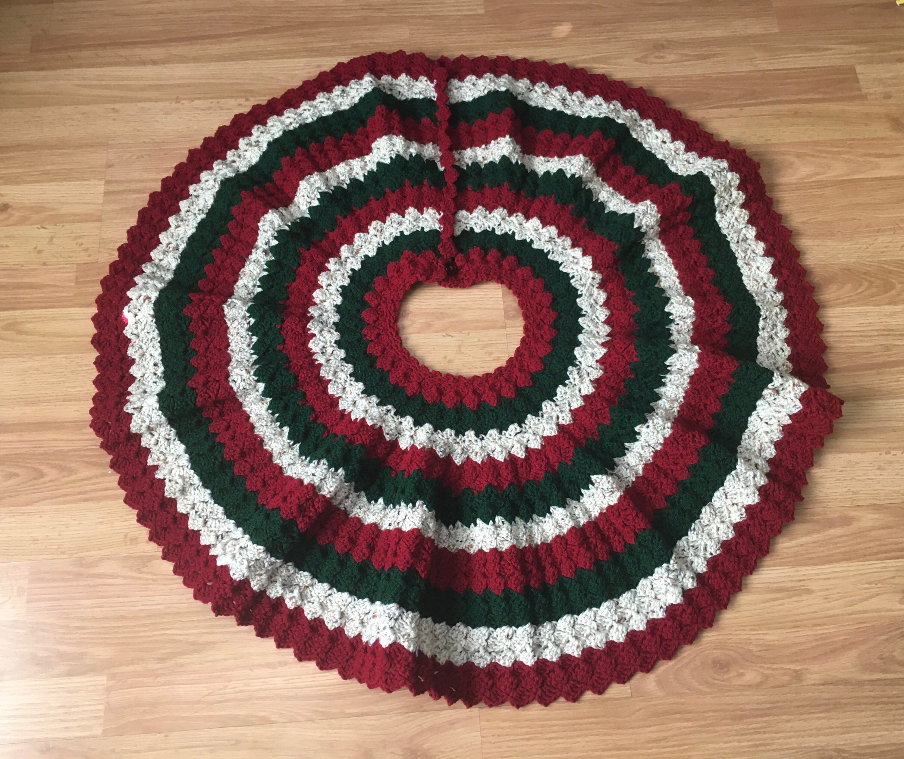 Crochet Christmas Tree Skirt with a Diamond Stitch Vintage Etsy