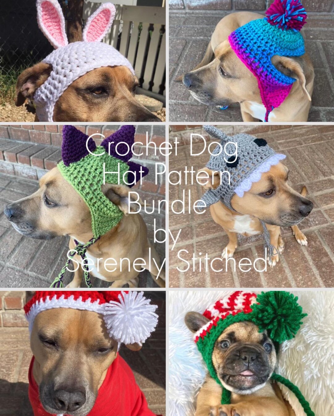 Crochet Dog Hat Pattern Bundle | 6 Earflap Hat Patterns With Braids ...