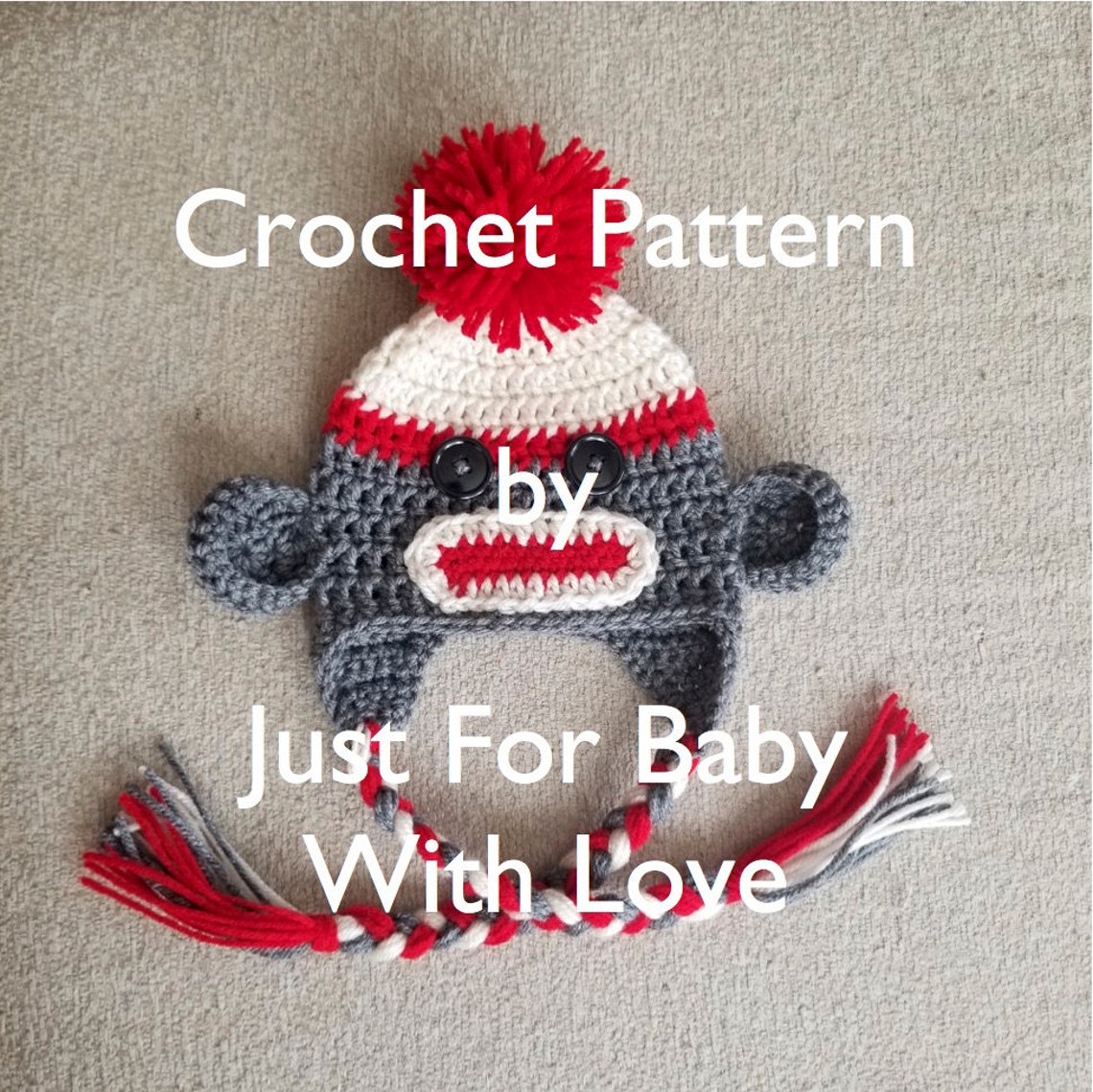 CROCHET PATTERN Sock Monkey Hat With Earflaps and Braids Etsy