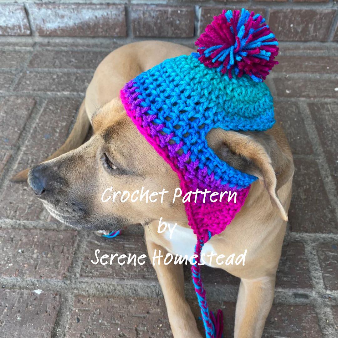 39 Dog Hat Crochet Patterns to Make for Photos, Gifts, and Festive Dress-Up 11 Crochet Dog Hat Pattern Earflap Hat with Braids XXS