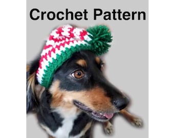 CROCHET PATTERN Dog Elf Hat with and without Earflaps and Braids - Sizes xxs, xs, s, m, l, xl, and xxl