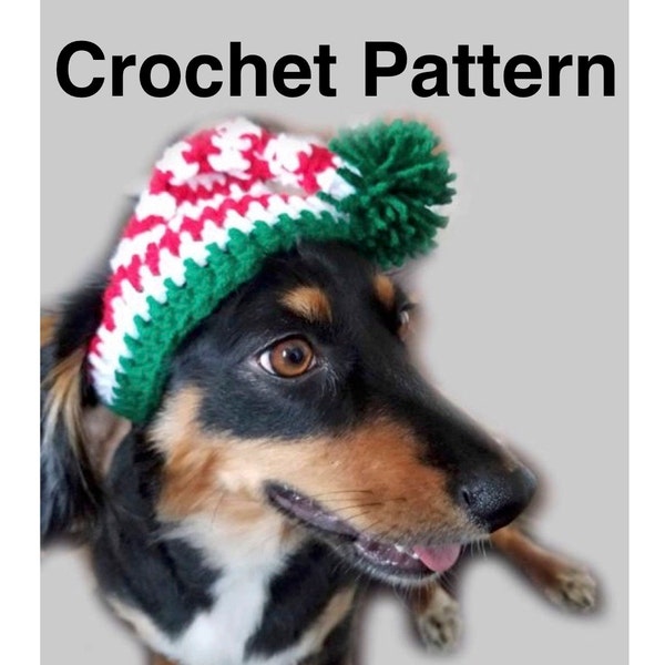 CROCHET PATTERN Dog Elf Hat with and without Earflaps and Braids - Sizes xxs, xs, s, m, l, xl, and xxl