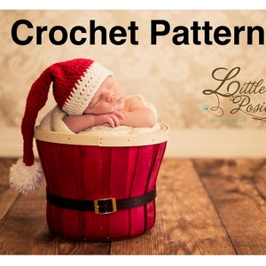 CROCHET PATTERN Christmas Santa Hat - Sizes Newborn, 0-3M, 3-6M, 6-12M, Toddler/Small Child, and Child
