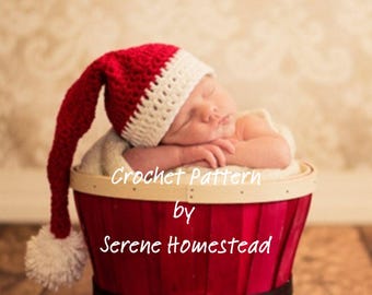 Patrón de gorro navideño de Papá Noel a crochet, tallas para bebés y niños (recién nacidos, niño), PDF para principiantes