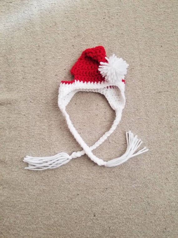 Crochet Santa Dog Hat With Earflaps and Braids Elf Dog Hat Dog Christmas Hat. Fur Baby Gift Cute Dog Hat cherry Red White Etsy