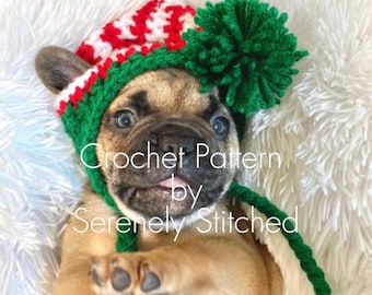 Crochet Elf Dog Hat Pattern | Christmas Earflap Hat with Braids | XXS to XXL | Beginner Friendly PDF | Holiday Pattern | Instant Download