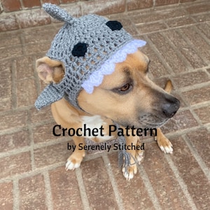PADRÃO DE CROCHÊ Chapéu de Tubarão Cachorro com Protetor de Orelha e Tranças - Tamanhos xxs, xs, s, m, l, xl e xxl