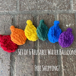 Crochet Water Balloons - Set of 3, 6, 12, 18, 24, 30 Water Balloons, Reusable Water Balloons, Eco-Friendly Water Balloons