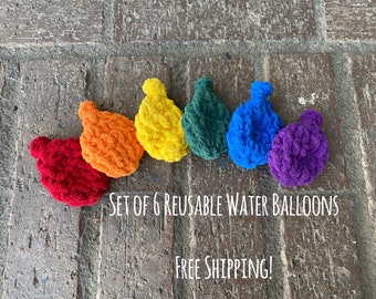 Crochet Water Balloons - Set of 3, 6, 12, 18, 24, 30 Water Balloons, Reusable Water Balloons, Eco-Friendly Water Balloons