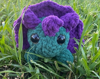 Crochet Dinosaur Amigurumi, Crochet Plushie, Crochet Stuffed Animal Made with Soft Blanket Yarn - Trixie the Triceratops